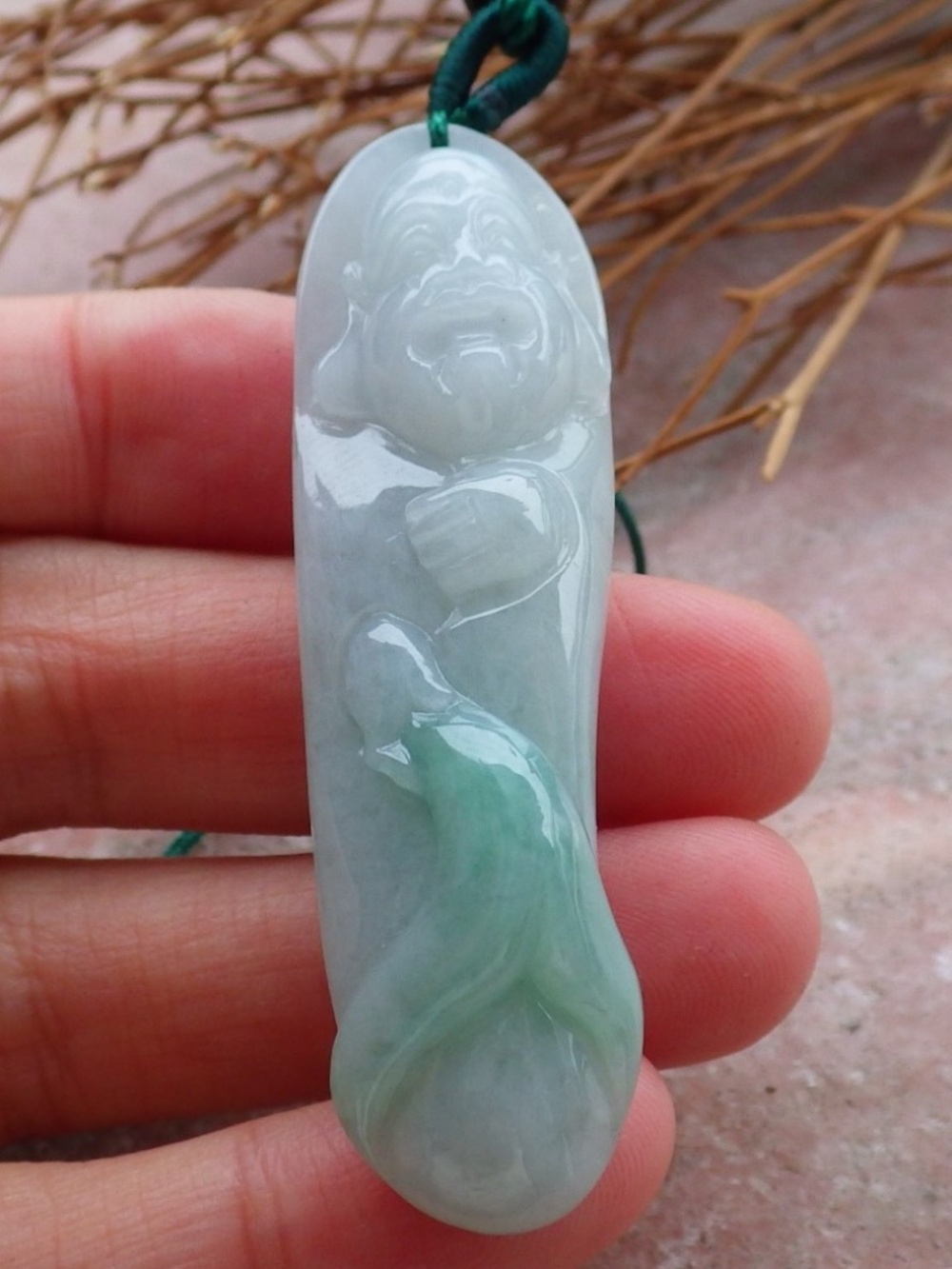 Certified Natural Burma A Jade jadeite Happy Buddha God Pendant Necklace